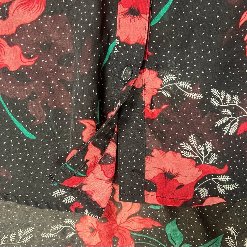 Lulus Juliet Black Floral Print Long Sleeve Top size Medium - Picture 5 of 5